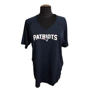 Majestic Cool Base NFL New England Patriots Top XL Navy Blue Short Sleeve V-Neck